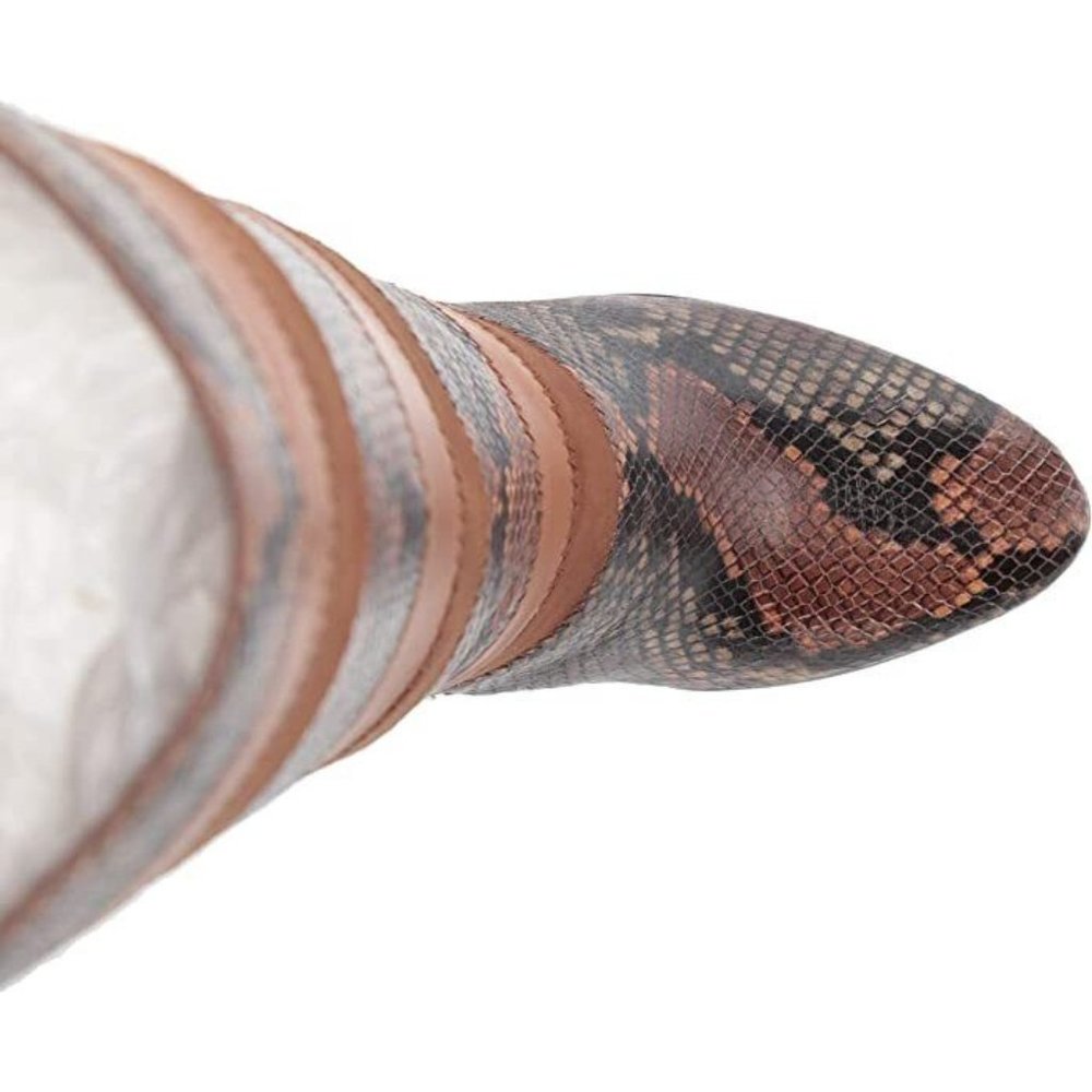 #11Vince Camuto Saraalan Women's Leather Mixed Media Snake Print Knee High Boots - Picture 6 of 10